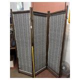 VINTAGE 3 PANEL ROOM DIVIDER WITH FABRIC INSERT;