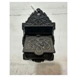 VINTAGE CAST IRON MATCH HOLDER;  4' X 6'