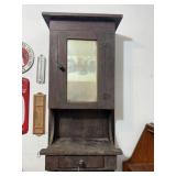 ANTIQUE WOODEN MEDICINE CABINET W/ MIRROR