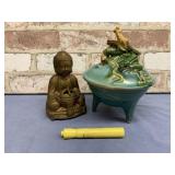 (2 PCS) INCENSE BURNERS - 1 BRASS BUDDHA &