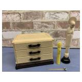 (3 PCS) VINTAGE JAPANESE CARVED JEWELRY BOX  &