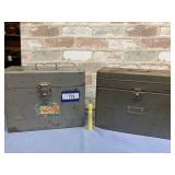 (2 PCS) VINTAGE METAL FILE BOXES W/ MAPS &