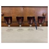 (4 PCS) RUBY RED WATER GOBLET  - DURAND GOTHIC