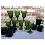 (2 BOXES) GREEN GLASSWARE - 8 WATER GOBLETS,