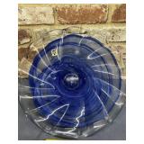 VIETRI ONDA GLASS COBALT RUFFLED ROUND BOWL