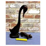 (2 PCS) MID CENTURY HAND CARVED WOOD ANIMAL