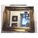 GILT FRAMED BEVELED MIRROR; 27.5' X 23.5'