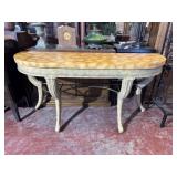 CONSOLE TABLE W/ IRON STRETCHER BASE