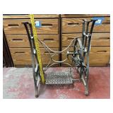 ANTIQUE CAST IRON TREADLE SEWING MACHINE BASE;