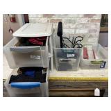 (4 TUBS) TISSUE PAPER, EASELS, FELT, BASKET,