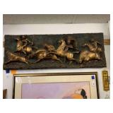 VINTAGE FIBERGLASS INDIAN HUNT WALL ART SIGNED H.G