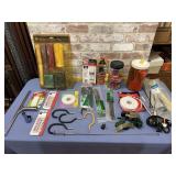 TUB LOT: ASSORTED ZIP TIES, HOOKS, SQUEEGIE HEAD,