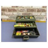 VINTAGE TACKLE BOX WITH LURES & OTHER SUPPLIES
