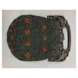 VINTAGE NAVY BEADED EVENING BAG W/ DETAILED