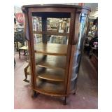 OAK ANTIQUE CURVED GLASS CHINA CABINET