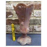 VINTAGE FENTON IRIDESCENT PINK GLASS VASE