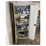 SANDUSKY 2 DOOR METAL CABINET WITH CONTENTS
