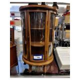 TABLE TOP OAK CURVED GLASS CURIO CABINET
