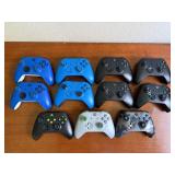 Group of Xbox Controllers - 11 Total