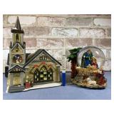 2 PCS: NATIVITY MUSICAL SNOW GLOBE AND A LIGHTED