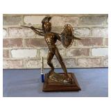 COPPER SPARTAN WARRIOR SCULPTURE ON A WOOD