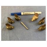 BAGGED LOT: 6 SOLID BRASS MINIATURE PIGGY