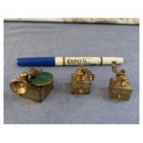 BAGGED LOT: 3 BRASS MINIATURES, 2 COFFEE