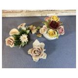 BOX OF 3 PORCELAIN FLORAL FIGURALS MADE BY