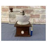 VINTAGE COFFEE GRINDER WITH MARBLE BOWL AND