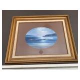 FRAMED AND MATTED PICTURE OF OCEAN WAVES;