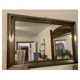 NICE FRAMED MIRROR, SILVER-TONE METAL WITH