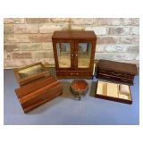 GROUPING OF 5 ASSORTED JEWELRY BOXES & 1 TRAY