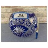 BEAUTIFUL COBALT CUT TO CLEAR GLASS BOWL