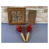 BOX LOT: PAIR OF MARACAS, 2 NATIVE INDIAN ART -