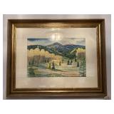 FRAMED & MATTED LANDSCAPE PAINTING UNDER GLASS