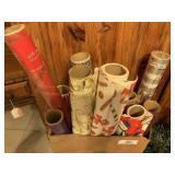 BOX OF ASSORTED CHRISTMAS WRAP- PARTIAL ROLLS,