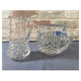 (2 PCS) DIAMOND PATTERN GLASS PITCHERS