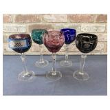 (5 PCS) ASSORTED COLOR CUT TO CLEAR FOOTED
