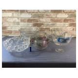 (5 PCS) ASSORTMENT OF CLEAR GLASS BOWLS: ONE