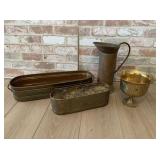 (4 PCS)VINTAGE BRASS ITEMS- 2 LONG OVAL