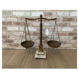 VINTAGE BRASS & MARBLE SCALES OF JUSTICE