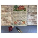 VINTAGE GROUPING: 1976 CLOTH WALL CALENDAR,