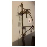 2 TIER BRASS ORNATE WALL SHELF, 31"