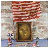 BOX LOT: 9 PCS AMERICANA ITEMS - FLAGS, BELLS,