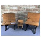 3 MINIATURE VINTAGE-STYLE WOOD SCHOOL DESKS