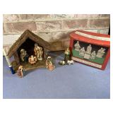 6 PC WHITE PORCELAIN NATIVITY SET & A 7 PC COLORED