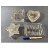 (4 PCS) CLEAR GLASS: TRINKET BOXES AND TRAYS