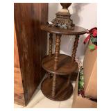 3 TIER OCCASIONAL TABLE WITH TURNED SPINDLES;
