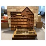(5 PCS) WOOD DISPLAY CASES - 2 HAVE GLASS DOOR