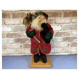 VINTAGE STYLE SANTA WITH RED COAT, BAG OF TOYS AND
